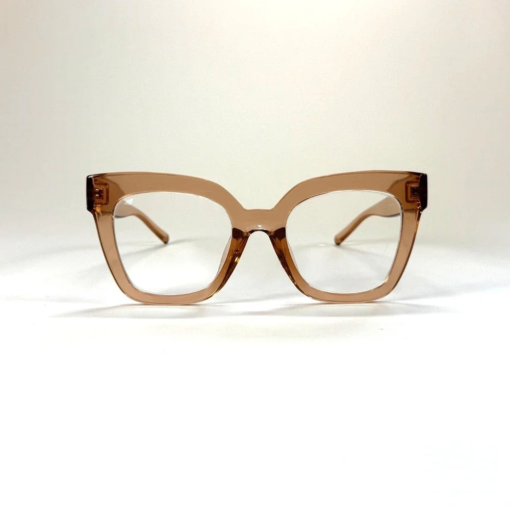 Zeelool VFT0269-02 Eyeglasses Frame Only 50-21-140 Champagne Chunky Full Rim